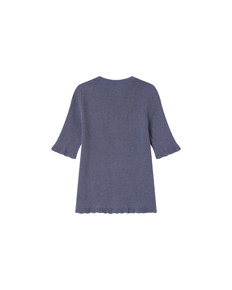 BLUE METALLIC RIBBED TOP