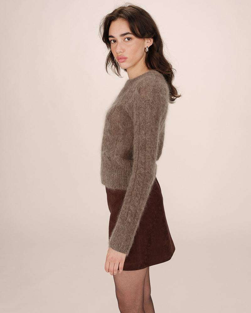 TAUPE CABLE KNIT SWEATER
