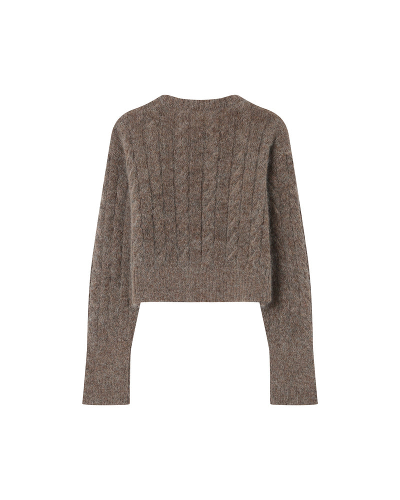 TAUPE CABLE KNIT SWEATER