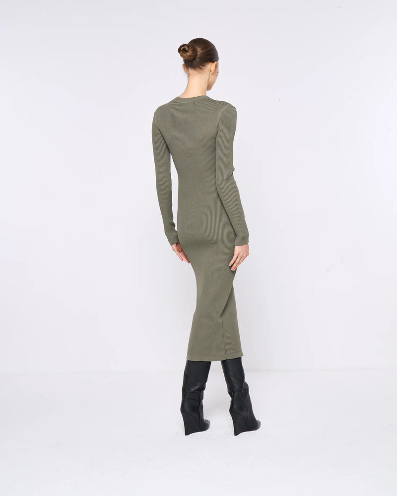 KHAKI FITTED DRESS