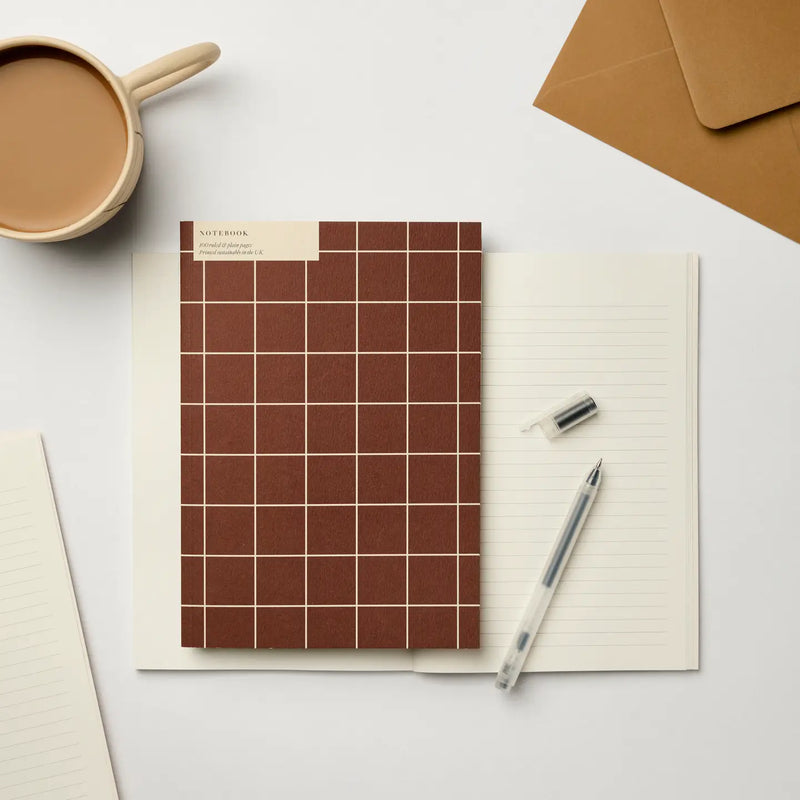 TAN GRID NOTEBOOK – inside out by Lynne