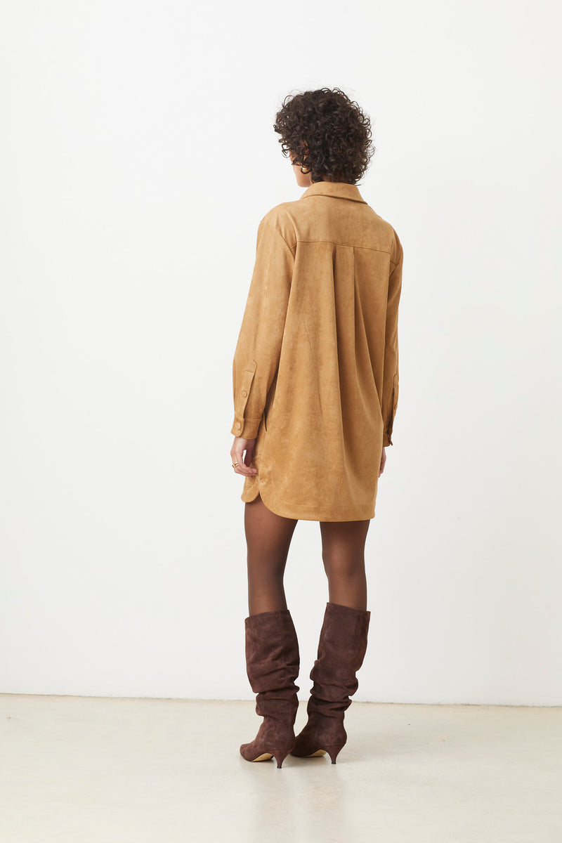 CLIFF CAMEL SUEDE DRESS