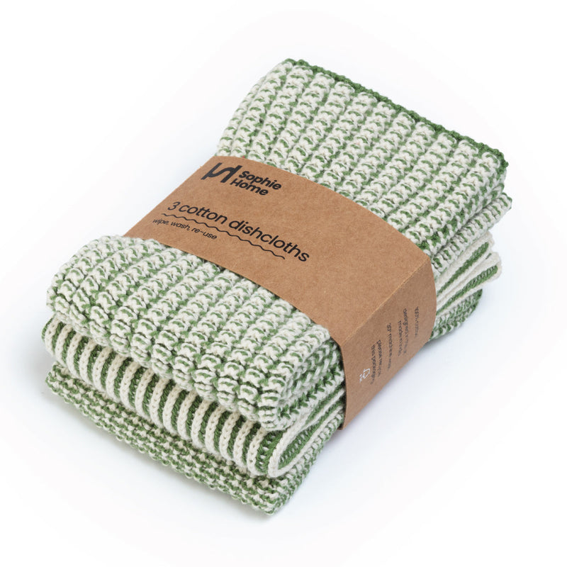 GREEN TEXTURED DISHCLOTHS - SET OF 3