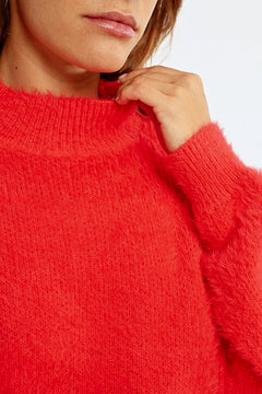 RED FLUFFY SWEATER