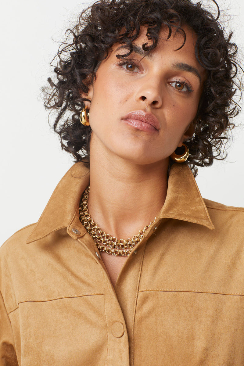 CLIFF CAMEL SUEDE DRESS