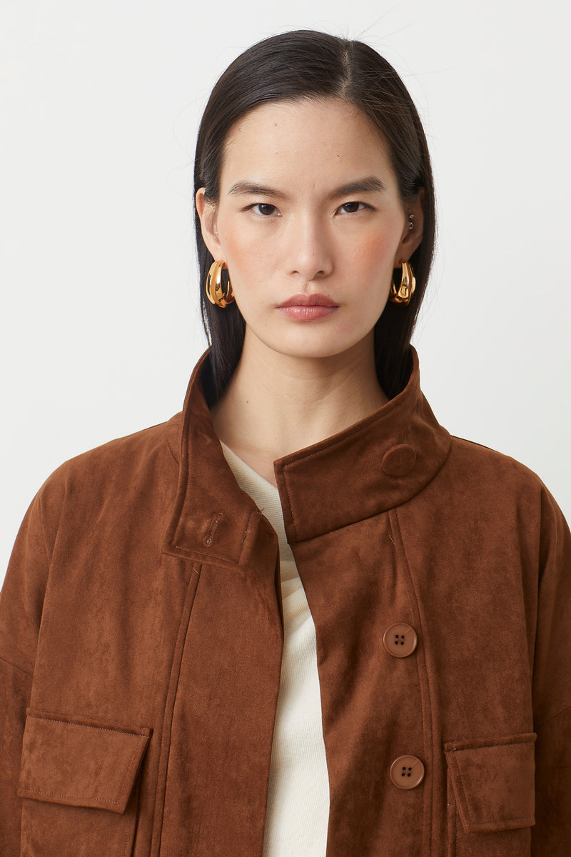 DORIAN DARK TAN SUEDE JACKET