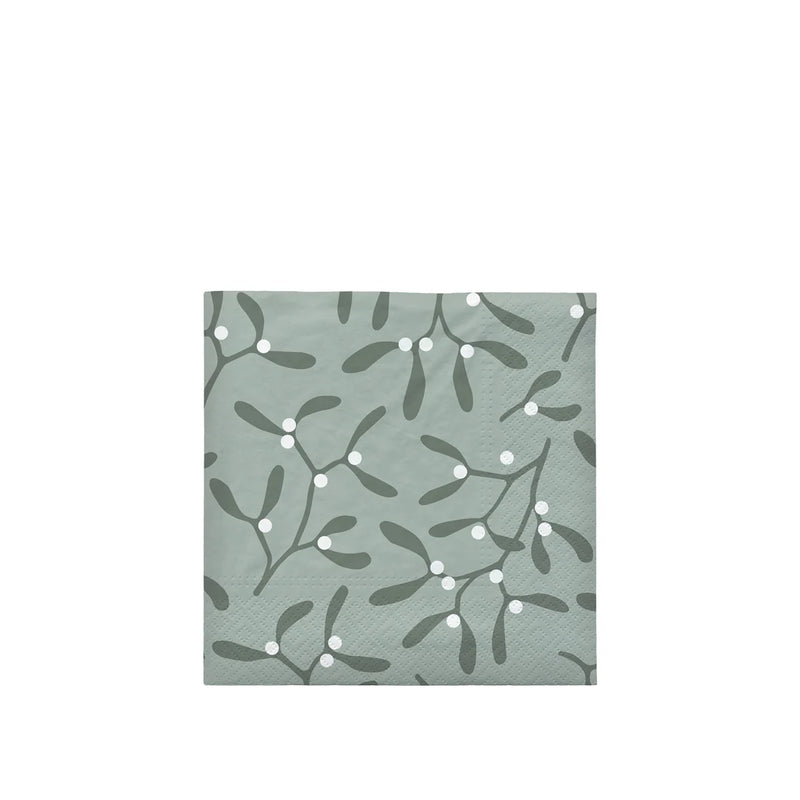 GREEN MISTLETOE PAPER NAPKINS