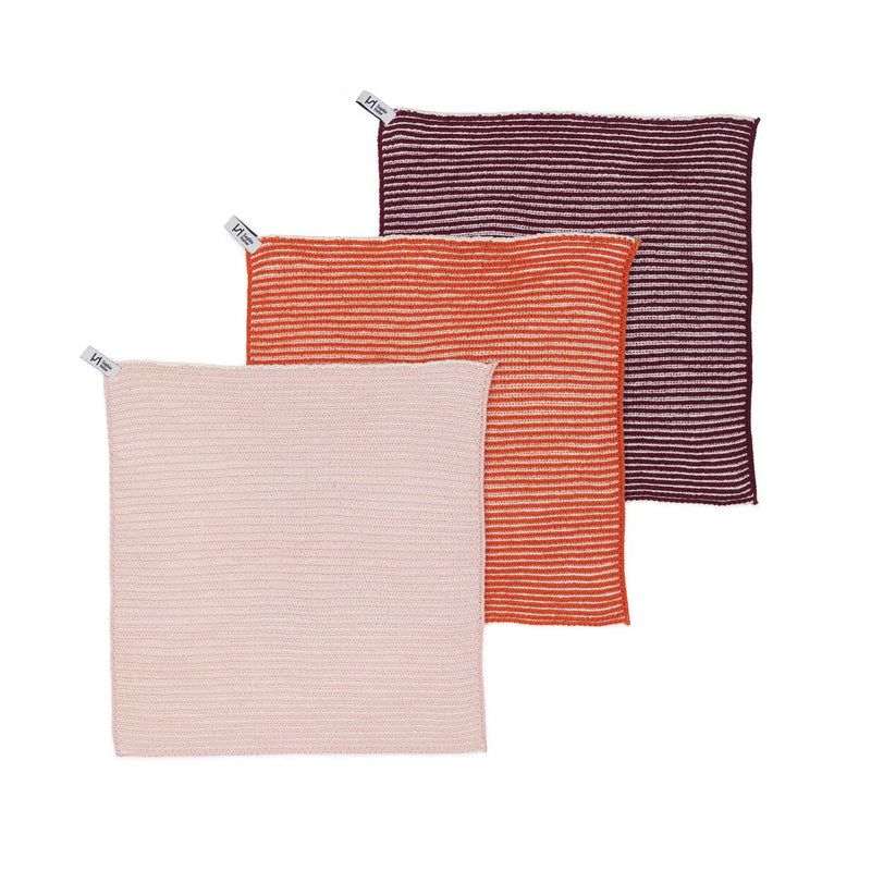 BURNT ORANGE/ PLUM & PINK DISH CLOTHS
