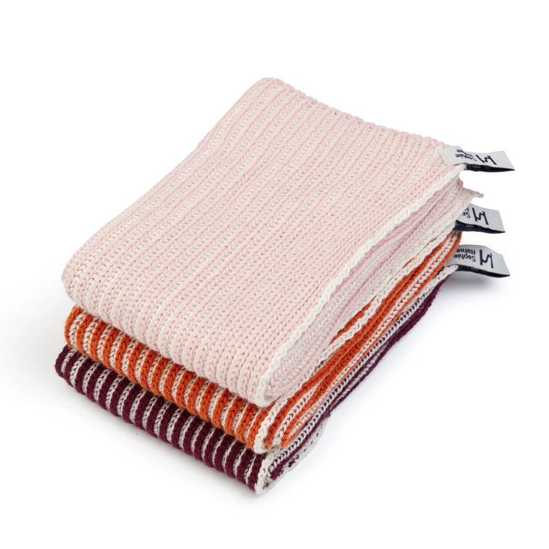 BURNT ORANGE/ PLUM & PINK DISH CLOTHS