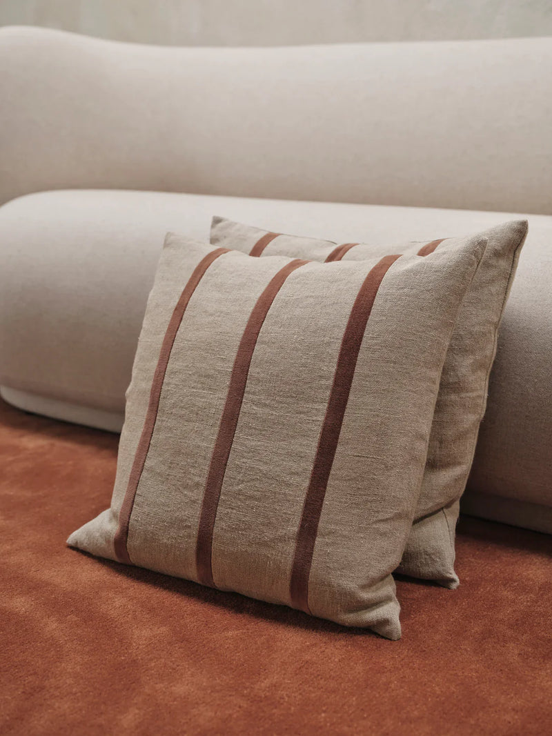 SENTI STRIPE CUSHION - CAROB BROWN
