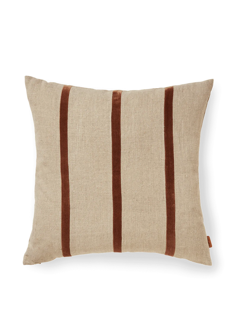 SENTI STRIPE CUSHION - CAROB BROWN