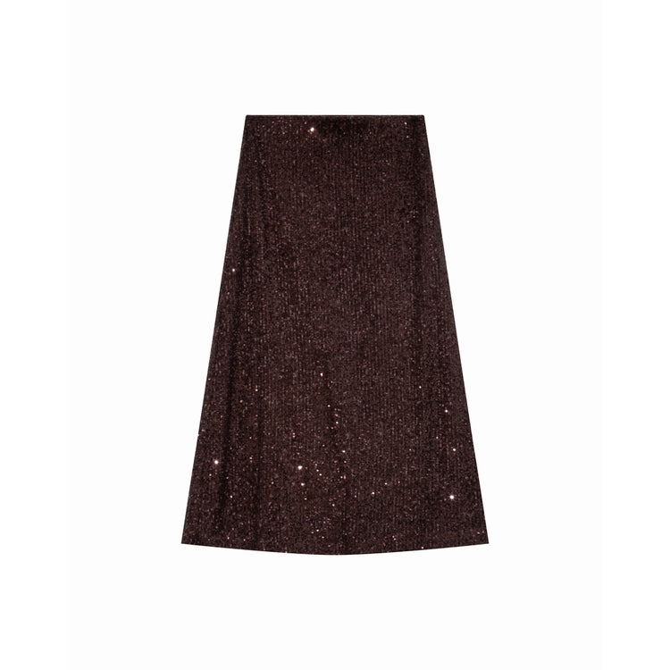 CHOCOLATE MIDI SEQUIN SKIRT