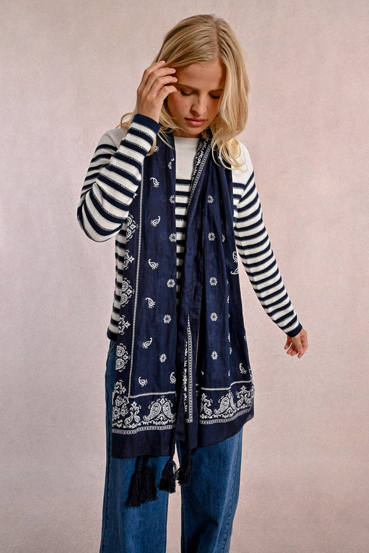 NAVY PRINT SCARF/ SARONG