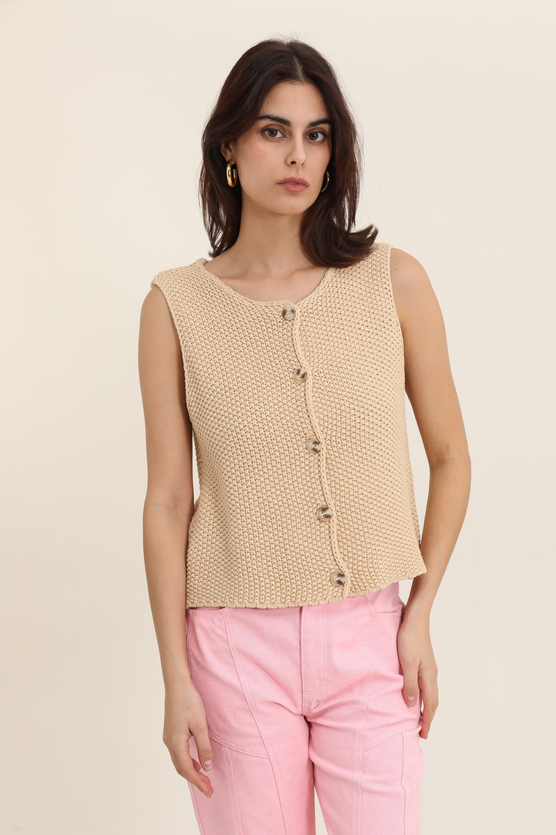 SAND KNITTED TANK