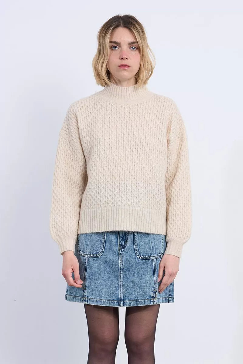 BEIGE CABLE SWEATER