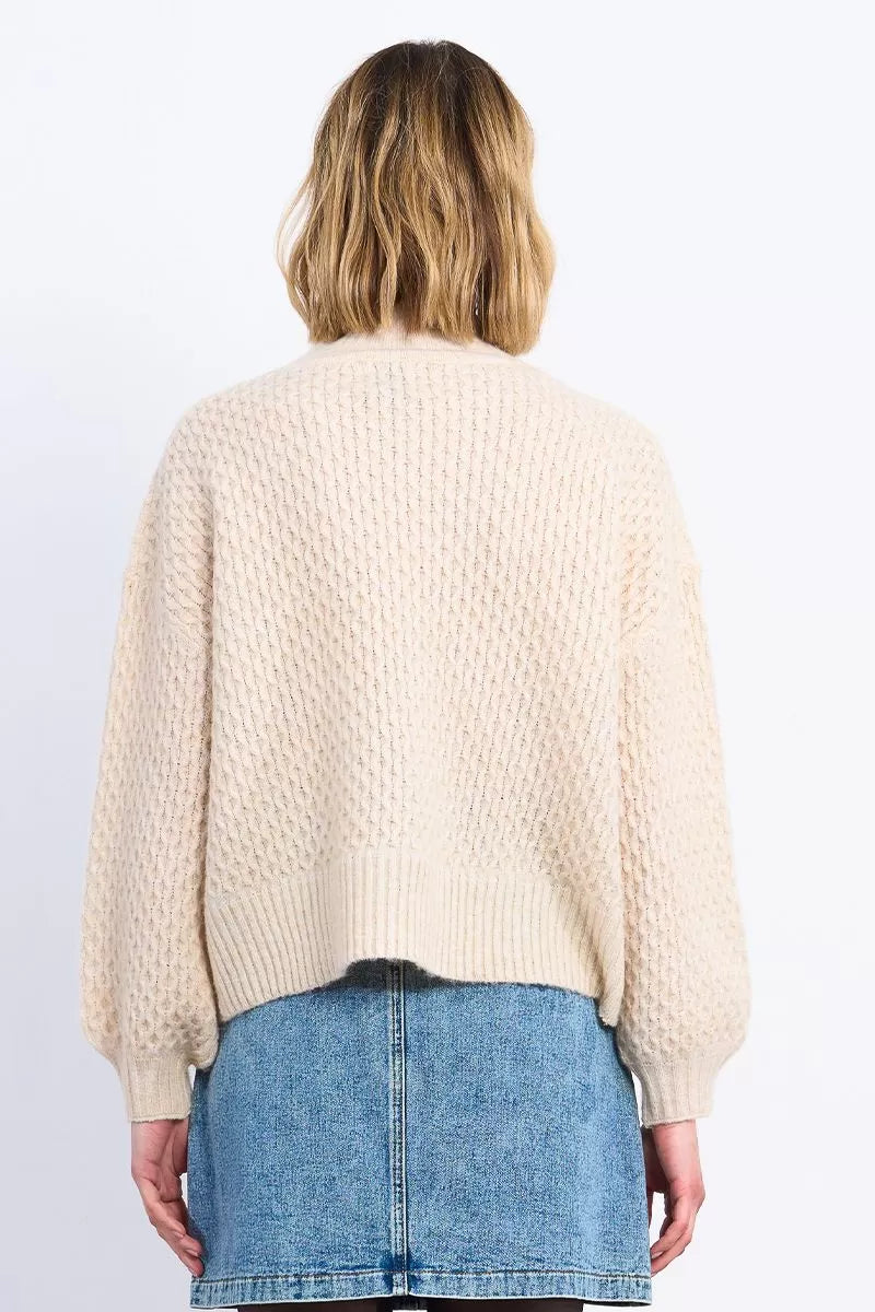 BEIGE CABLE SWEATER