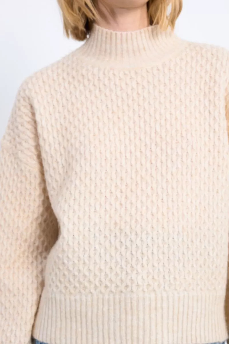 BEIGE CABLE SWEATER