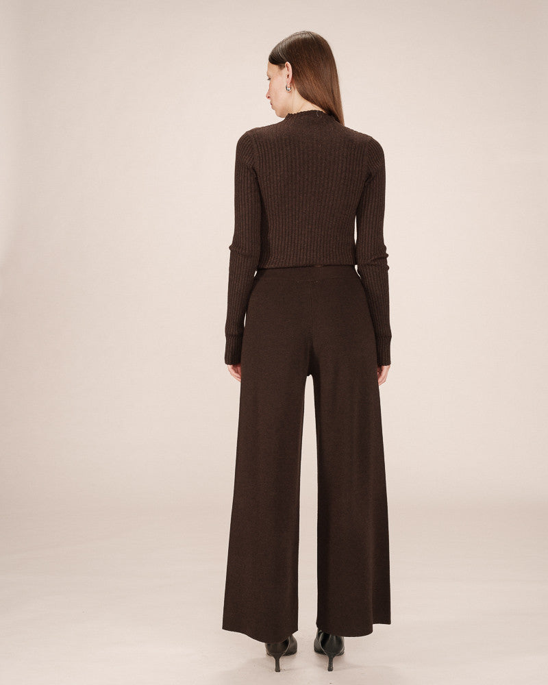 CHOCOLATE KNITTED TROUSERS