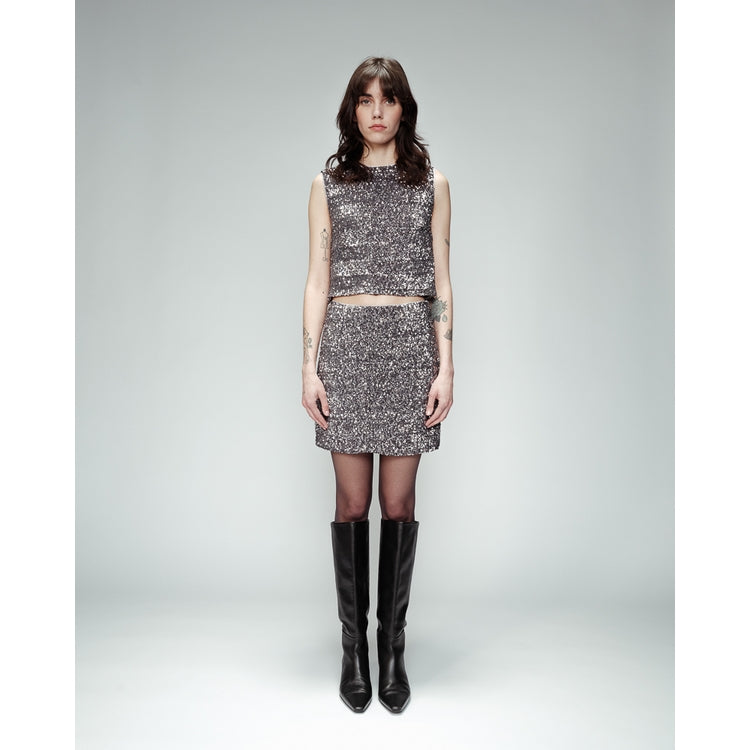 ANTHRACITE SEQUIN SKIRT