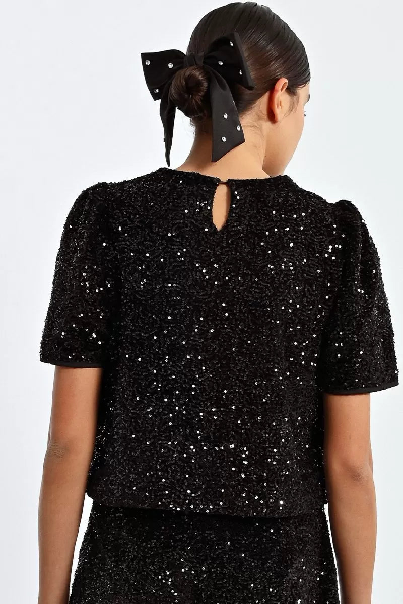 BLACK SEQUIN TOP