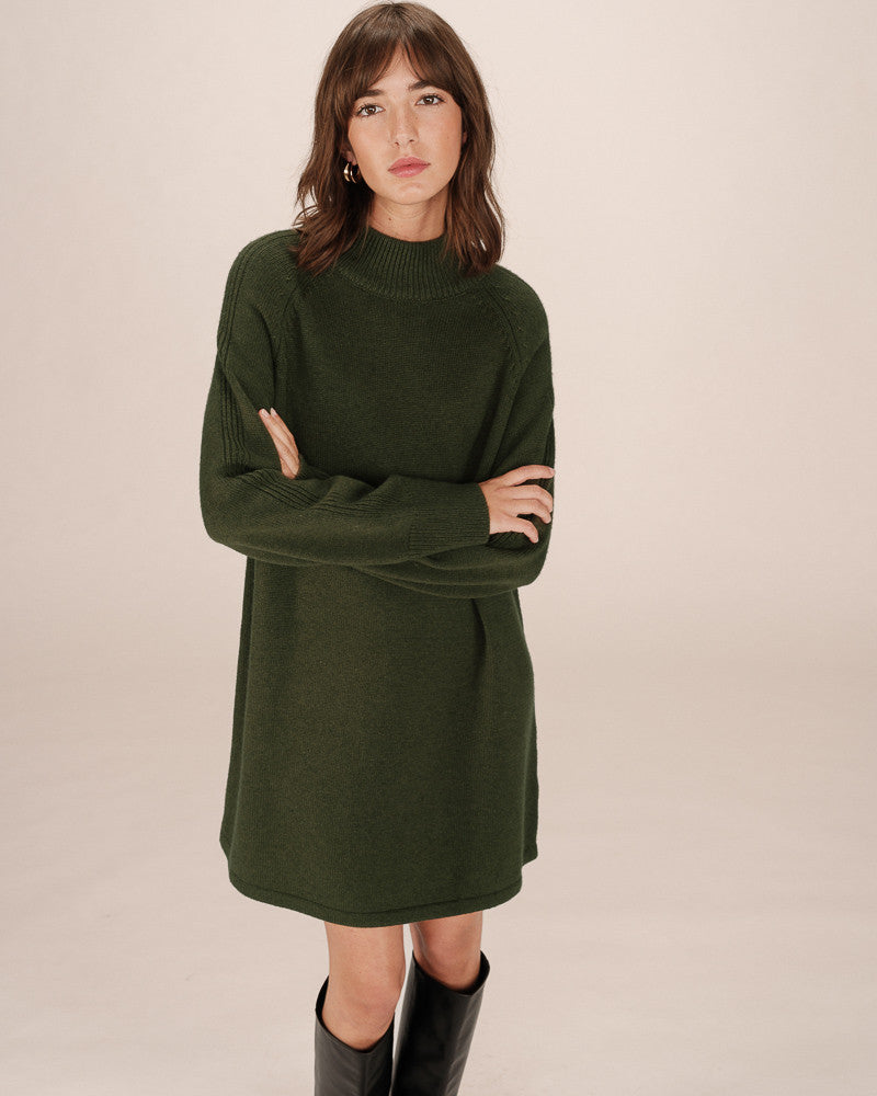 KHAKI SWEATER DRESS