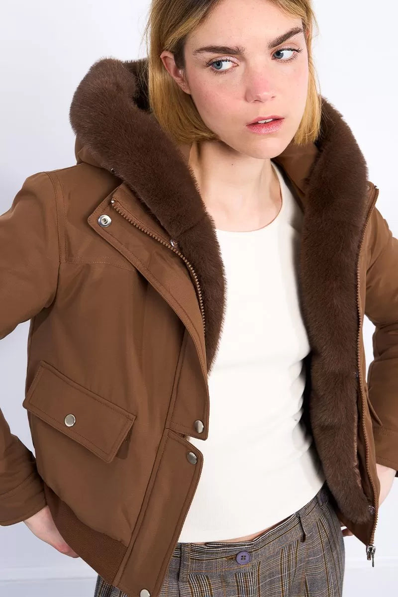 DARK TAN CROP PUFFA