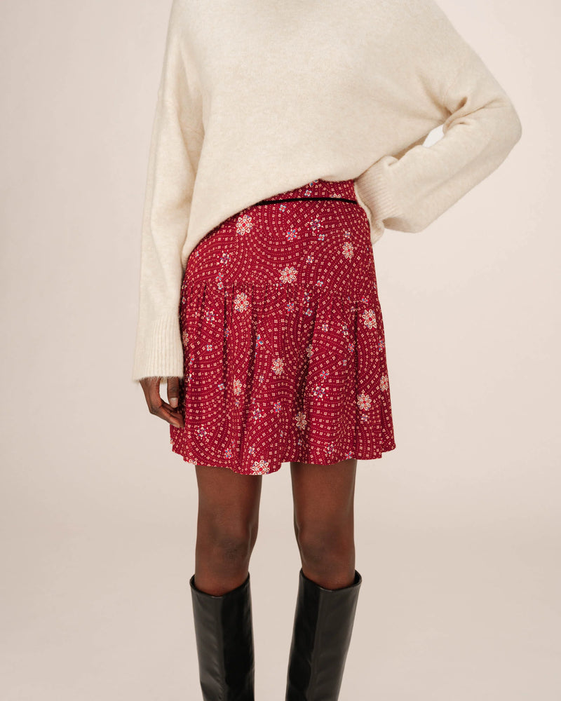 PRINTED FLOUNCE SKIRT