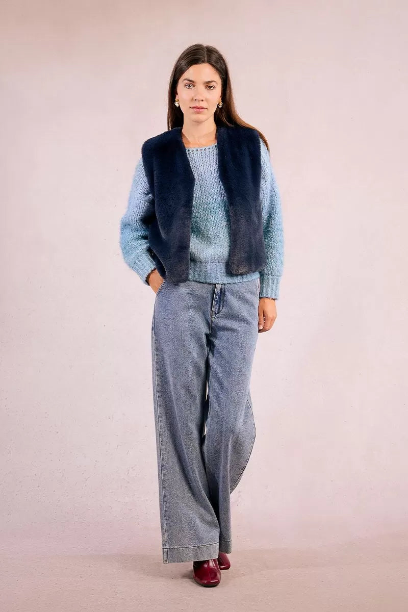 NAVY BLUE FUR GILET