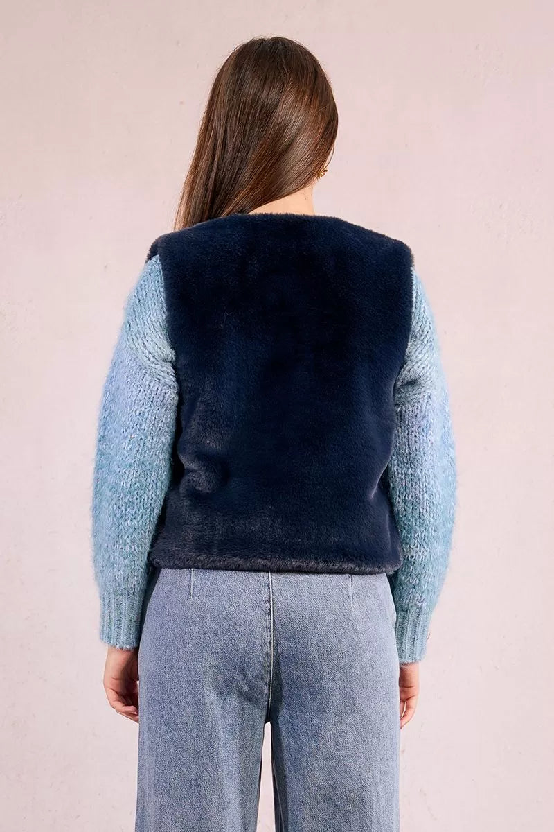 NAVY BLUE FUR GILET