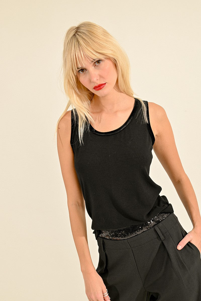 VELVET EDGE SLEEVELESS TOP