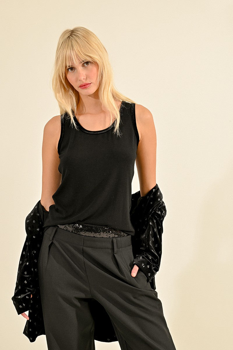 VELVET EDGE SLEEVELESS TOP