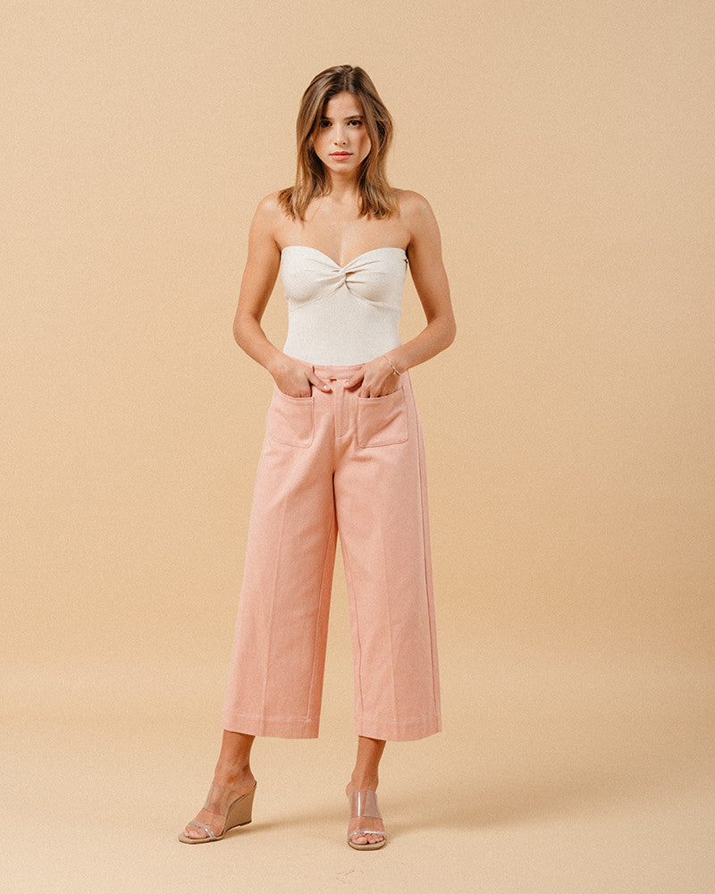 PINK CROP TROUSERS