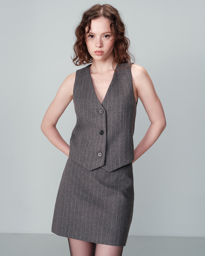 NICO GREY STRIPE WAISTCOAT