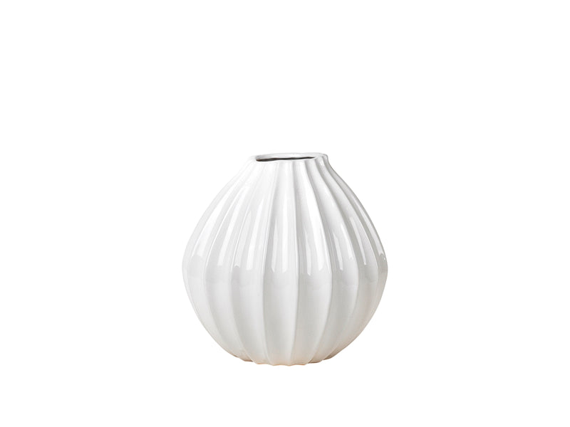 WIDE RIBBED IVORY VASE