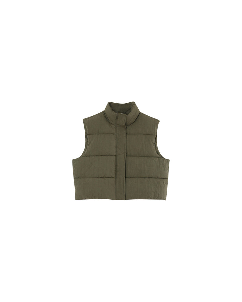 KHAKI SLEEVELESS PUFFA