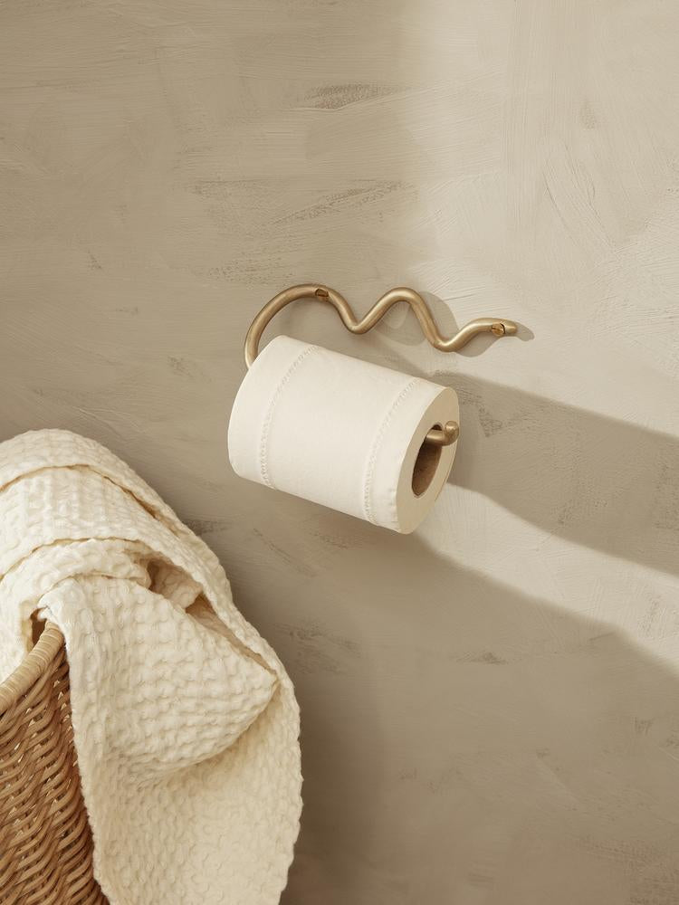 CURVED TOILET ROLL HOLDER BRASS