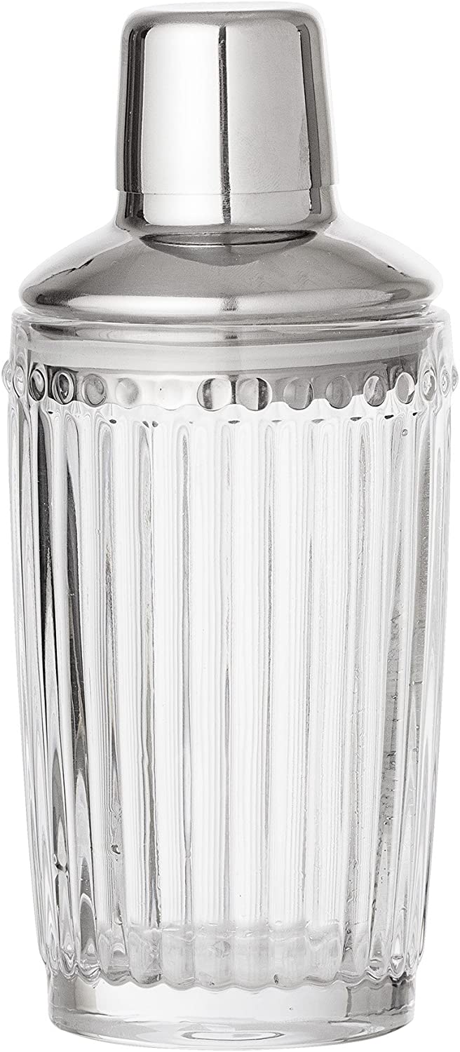 GLASS COCKTAIL SHAKER SILVER