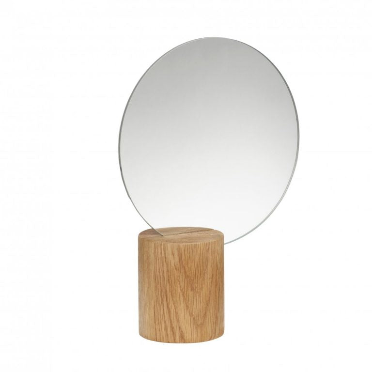 ROUND WOOD TABLE MIRROR