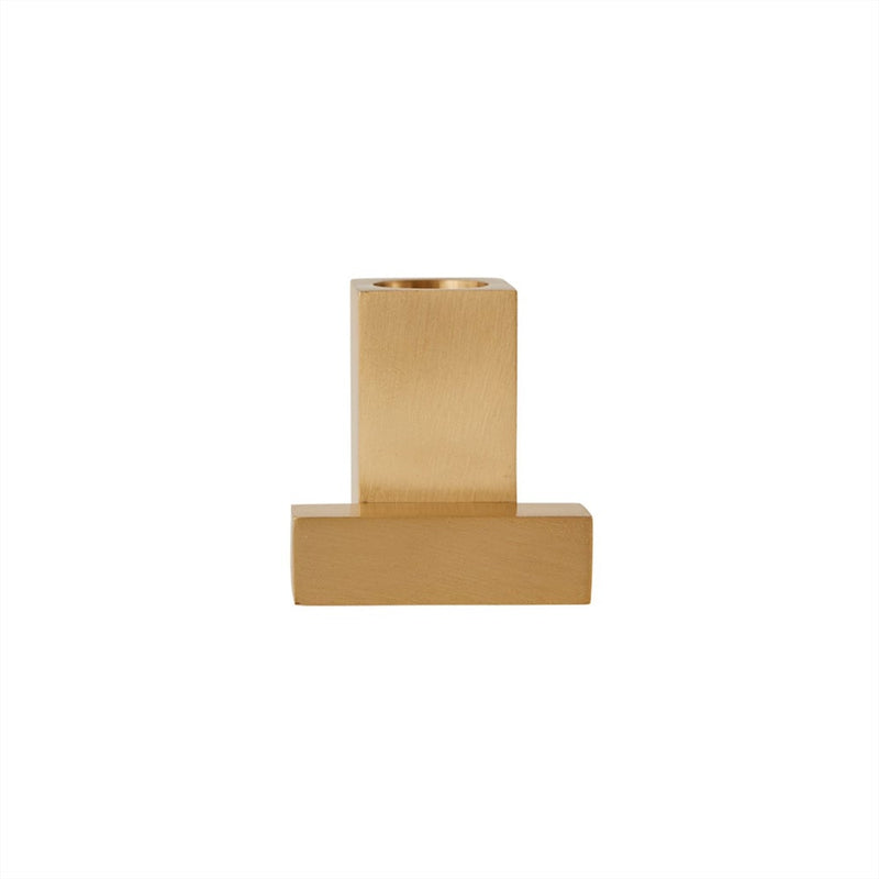 SQUARE CANDLE HOLDER - BRUSHED BRASS